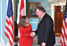 Canadá y USA comprometidos en restaurar la democracia en Venezuela Pompeo - Freeland meeting